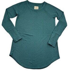 Chaser Waffle Knit Textured Teal Long Sleeve Thermal/Tunic Top Women's Size S